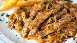 Receta de ternera stroganoff