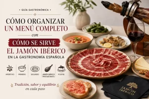 cómo organizar un menú completo con Cómo se sirve el jamón ibérico en la gastronomía española