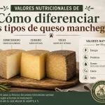 Valores nutricionales y cómo diferenciar los tipos de queso manchego