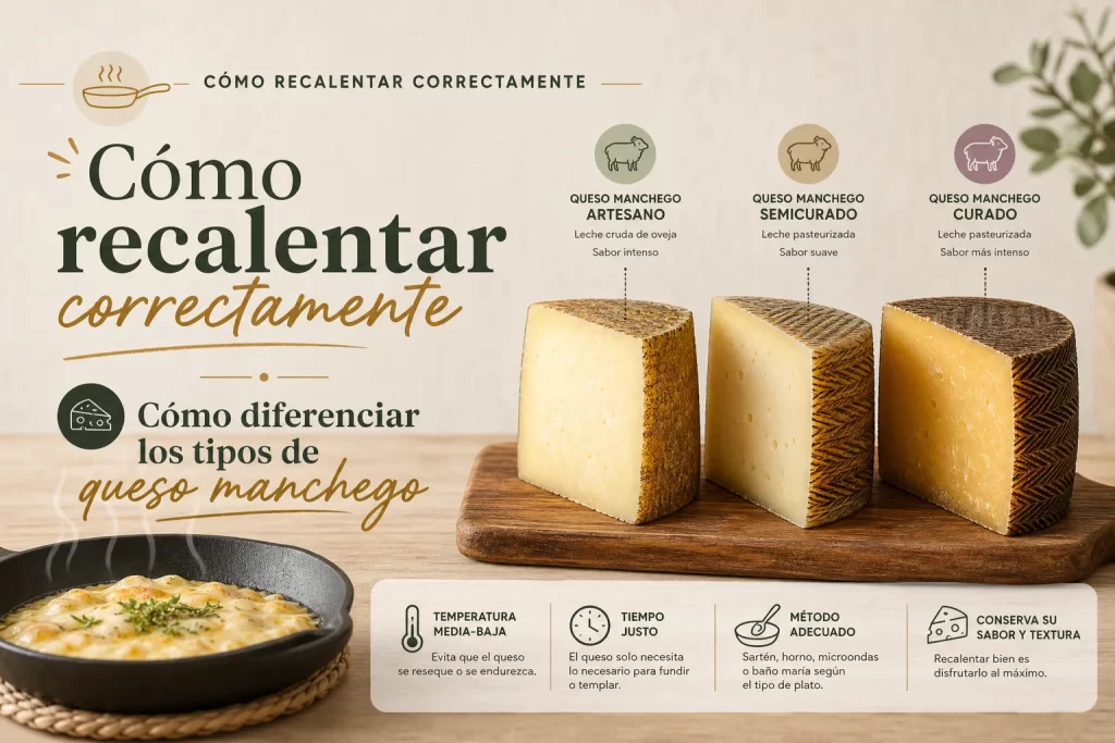 cómo recalentar correctamente Cómo diferenciar los tipos de queso manchego