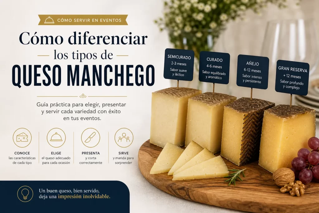 cómo servir en eventos Cómo diferenciar los tipos de queso manchego
