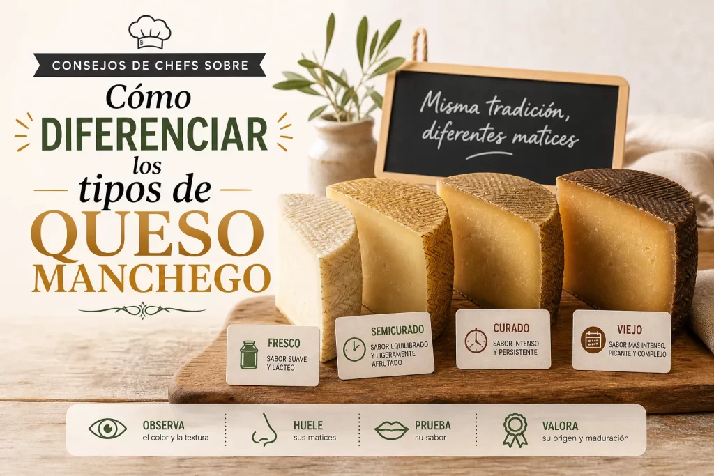 consejos de chefs sobre Cómo diferenciar los tipos de queso manchego
