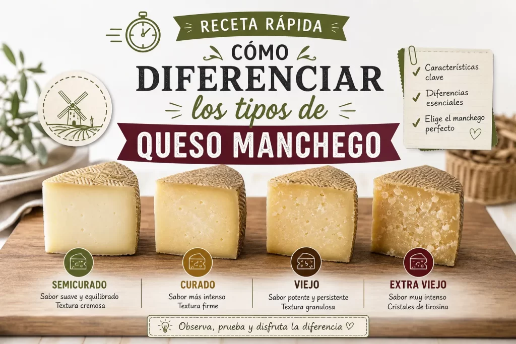 receta-rapida-de-Como-diferenciar-los-tipos-de-queso-manchego - Recetitas.Com receta rápida de Cómo diferenciar los tipos de queso manchego
