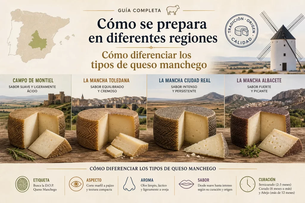 cómo se prepara en diferentes regiones Cómo diferenciar los tipos de queso manchego