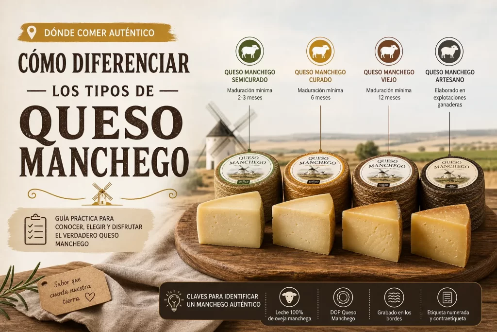 dónde comer auténtico Cómo diferenciar los tipos de queso manchego