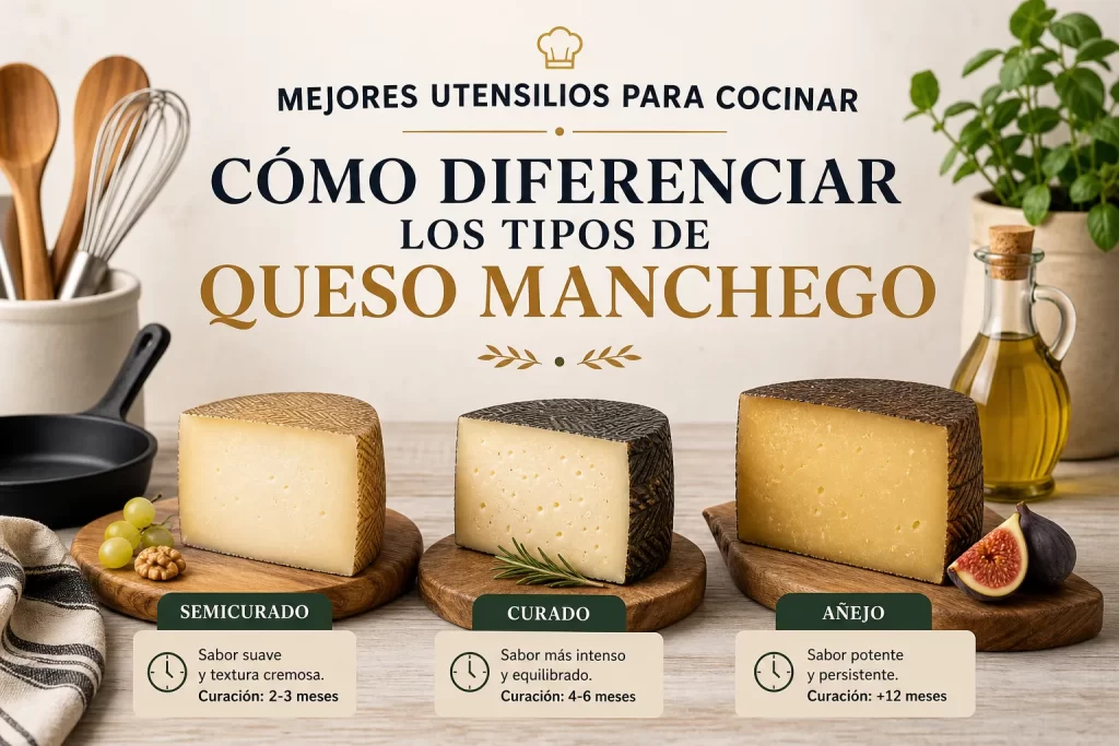 mejores utensilios para cocinar Cómo diferenciar los tipos de queso manchego